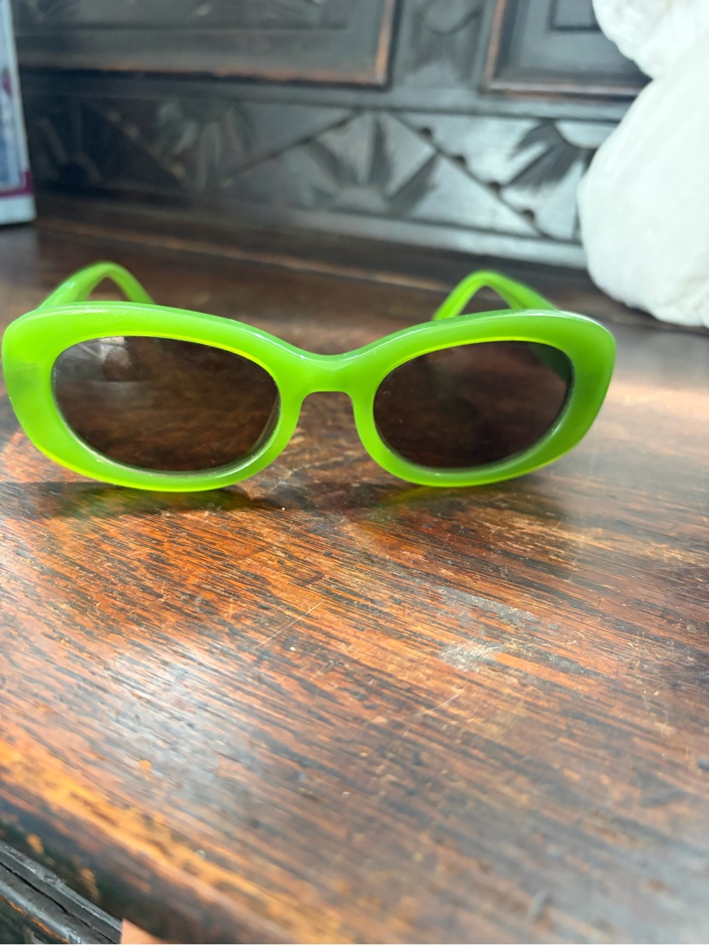 Warby Parker green sunglasses retro